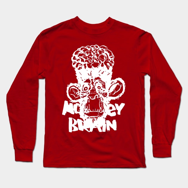 Monkey Brains Logo White Long Sleeve T-Shirt by GodsBurden